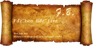 Fábos Bálint névjegykártya